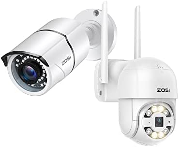 Хибридна камера за сигурност ZOSI 1080p 4-в-1 (аналогов CVBS HD-CVI/TVI/AHD /960H) и Безжична PTZ камера с автоматично проследяване на