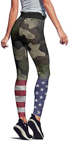 Американски Флаг Патриотични Гамаши За Жени С Контрол На Корема Американски Флаг Панталони За Йога Участък Леки Спортни Еластични Чорапогащи