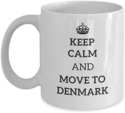 Запазете спокойствие и переезжайте в Дания, на Чаша Чай Пътник Подарък за Колега, Приятел на Чаша за Пътуване в страната Подарък
