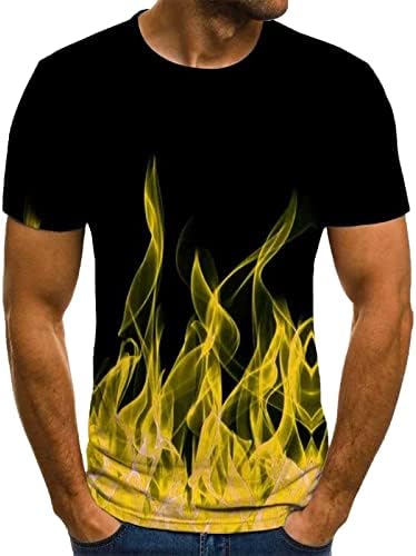 Тениска за Мъже с Къс ръкав и Кръгло деколте с 3D Принтом Пламък, плътно Прилепнали Спортни, Ежедневни, Пуловери, Тениски, Блузи, Потници