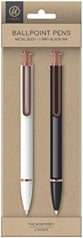 Химикалки U Brands Soft Touch Midnight Монтерей, 1 мм, 4 референтна рамка (5136E06-24) и прибиращ химикалка писалка 'The Monterey', черно-бяло,