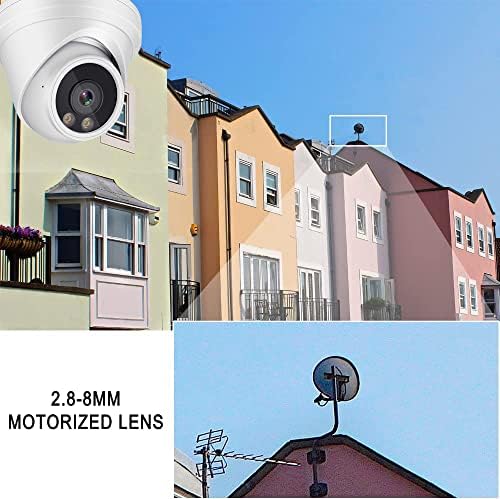 6-Мегапикселова пълноцветен куполна IP камера за нощно виждане с видима бяла led подсветка, 3-кратно увеличение, двигател варифокальным