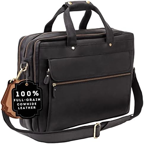 Мъжки портфейл от естествена кожа Luxorro, мъжка кожена чанта за лаптоп, ръчна изработка с много офиси и месинг фитинги, предлага се