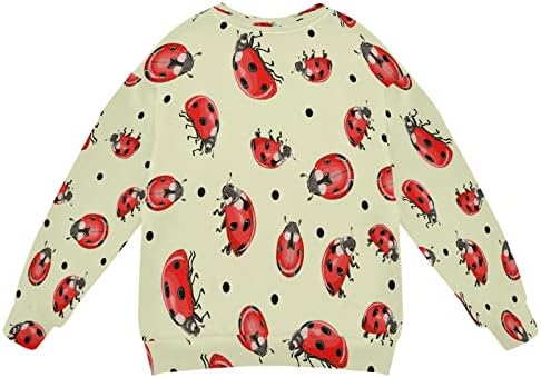 Ladybugs Бежовата Лятна Hoody За Момчета и Момичета, Пуловер с кръгло деколте за Деца, Пуловер с Дълъг Ръкав, Есенно-Зимни Дрехи