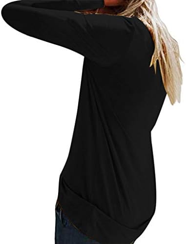 TOPUNDER Дамски Ризи с принтом на Хелоуин, Отгоре с кръгло деколте и дълъг Ръкав, Свободна Тениска, Блуза