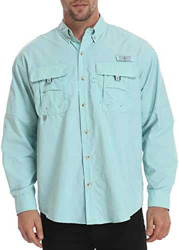 LRD Мъжки Ризи за Риболов UPF 30 с дълъг ръкав, Солнцезащитная Риза с копчета