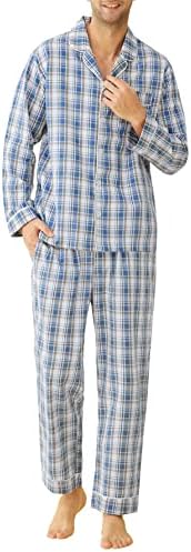 Мъжки Лека Памучни Пижами Latuza, Риза с дълги ръкави и Комплект Панталон