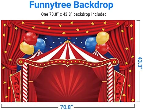 Funnytree Big Top Цирк Тематичен Фон За Парти Карнавальная Въртележката Червената Палатка Детски Душ Фон за Снимки на Деня на Раждане