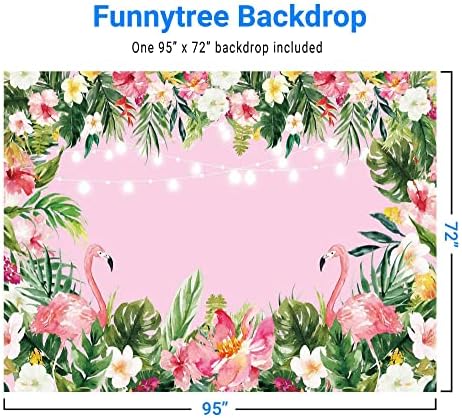 Funnytree 8 x 6 МЕТРА Розов Фон с Фламинго Рожден Ден Годишният Тропически Хавайски Цветен Фон за Снимки за Парти с Фламинглом за Момчета