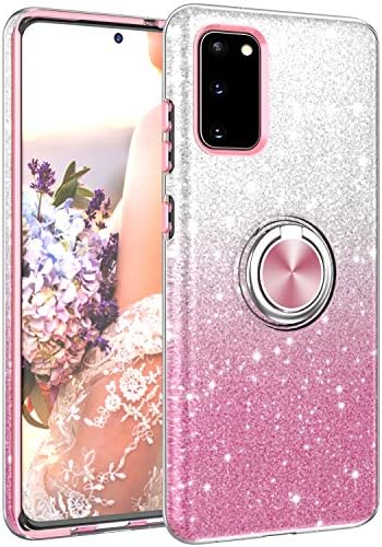 Калъф NCLcase Samsung Galaxy S20, Сладък Калъф за телефон с пайети за жени и момичета, с поставка, Монтиране устойчив на удари калъф