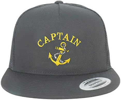 Окото Шапка Armycrew Flexfit Oversize XXL с бродирани логото на Captain Anchor от 5 Панели Flatbill възстановяване на предишното положение