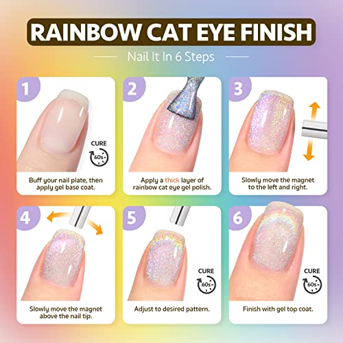 Гел-Лак за нокти GAOY Cat Eye, Блестящ Холографски Лак за нокти с магнит, 16 мл Отразяваща Прозрачен UV-Гел за Дизайн на ноктите, Сребриста