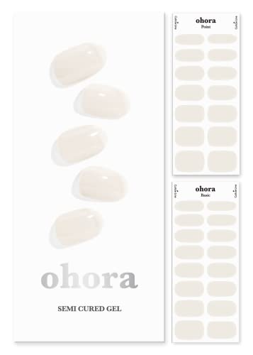 ohora Pro Гланц горен гел (базов) + Ленти за нокти с наполовина отвержденным гел (Крем памук) Пакет