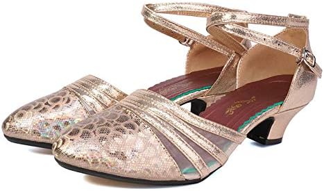 DKZSYIM/ Блестящи Женски Обувки за Латинските Танци Със затворени пръсти, Бални Обувки за практикуване на Салса, Танго, Вечерни Обувки