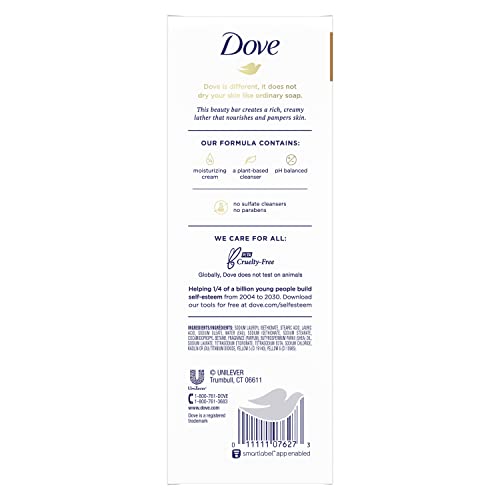 Dove Beauty Bar Почистващо средство за нежна кожа с масло от шеа, по-Хидратиращ от сапун, 3,75 унция 8 Блокчета
