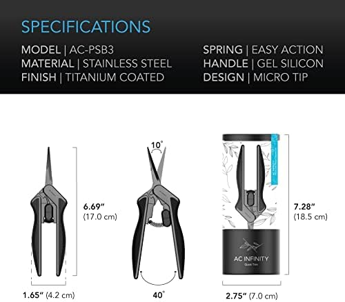 Ножици за подстригване AC Infinity 6,6 от Неръждаема Стомана, с комплект за почистване, Лек, с Ергономичен Дизайн, Нож с титанов щанга
