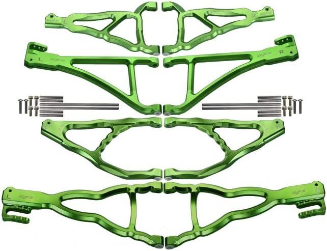 GPM За Traxxas E-Revo Brushless Edition Актуализирани Части Алуминиев Преден + Заден Горен и Долен Лост за окачване - 8 бр. в пакет Зелен