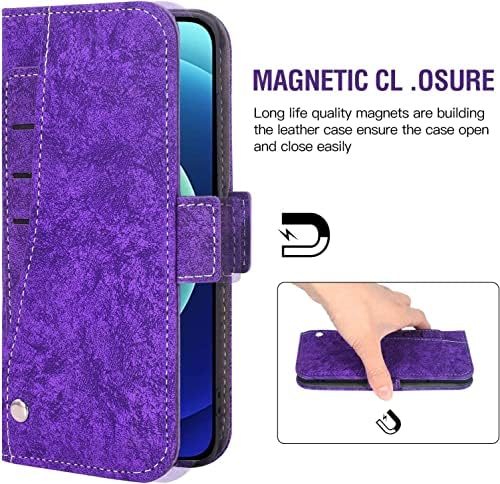 Чанта-портфейл BEDCY за iPhone 14/14 Plus/14 Pro/14 Pro Max с държач за карти, Ретро чанта за носене-за награда от Изкуствена кожа с