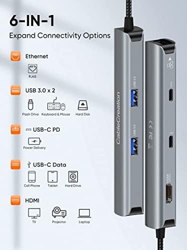 Многопортовый адаптер C USB Хъб в Комплекта CableCreation 6-в-1 USB-C Хъб с Активен USB-удлинителем (дължина 16,4 фута), удължителен