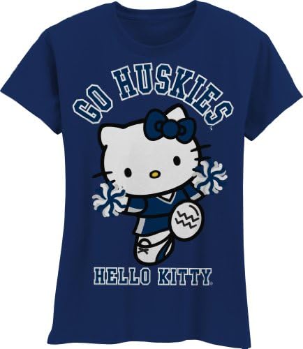 Тениска NCAA Connecticut Huskies на Hello Kitty с помпоном за момичета ' Crew