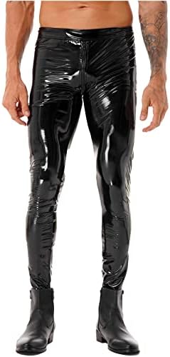 MSemis Мъжки Панталони от изкуствена кожа В стил пънк от 80-те години, Рок, Тесни Гамаши, Стегнати Готически Мотоциклетни Байкерские