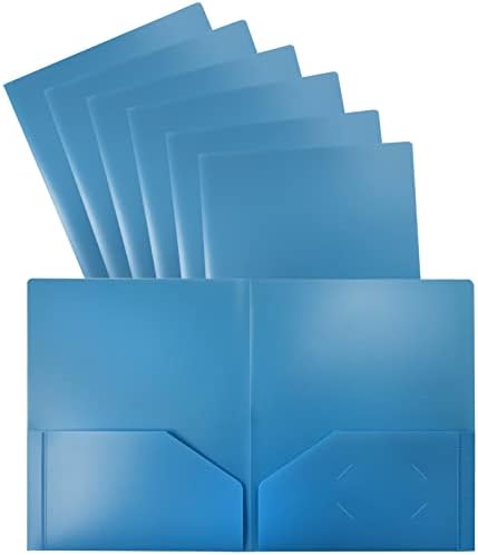Тяжеловесная Светло Синя Пластмасова папка, за да портфолио с 2 джобове, 24 опаковки, Поли-Папка с размер на писмо, от по-Добро Office