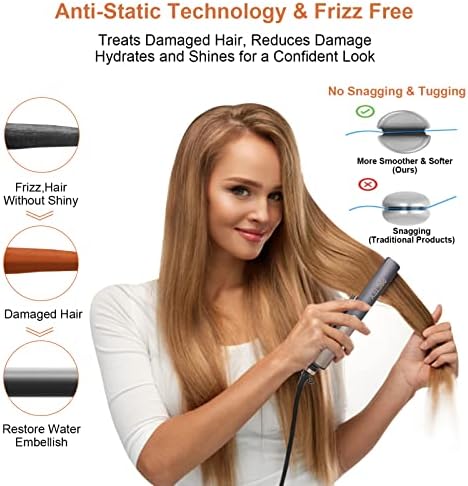 Пресата за коса Pretfy, Професионален Керамични Утюжок за Изправяне на коса с Регулируема температура бързо загряване 280℉-430℉ за 15