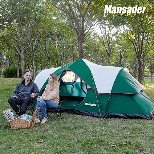 Семеен Кемпинговая палатка Mansader за 6 Души, Водоустойчив Ветрозащитная с Дождевиком Отгоре, Лесна Инсталация, Всплывающая Палатка