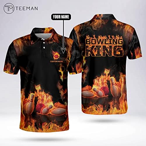 Тениска за боулинг TEEMAN по поръчка за мъже, Мъжки Забавни Риза за Боулинг С Къс Ръкав Поло, Риза за Боулинг за отбора