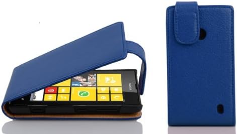 Калъф Cadorabo, съвместим с Nokia Lumia 520 тъмно синьо - Калъф с панти капак от структурирана изкуствена кожа в Чантата си Etui Cover,
