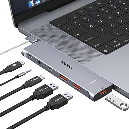 USB Адаптер C за MacBook Pro/Air 13 15 2021 2022 2020, адаптер MOKiN 6 в 2 за MacBook, USB адаптер за MacBook с порт Thunderbolt 3, блок