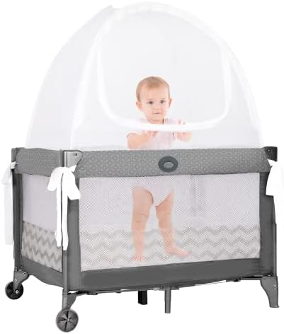 Палатка за легла от Pro Baby Safety - Мрежа за горната част на леглото с прозорче прозорец – Прозрачна, мека и копринена мрежа - Защитен