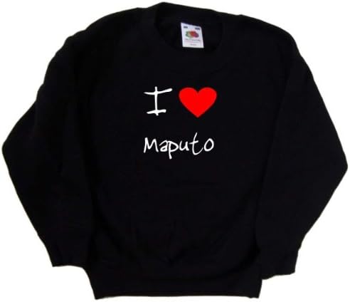 Черна детска Hoody I Love Heart Maputo
