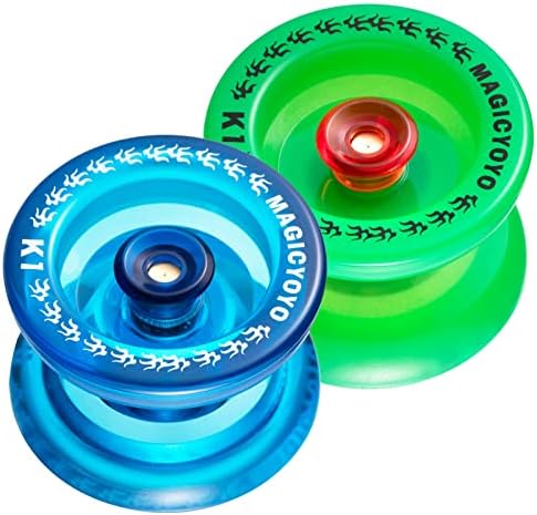 Опаковка с 2 Сайт yoyos за деца, K1 отзивчив Йо-Йо MAGICYOYO сайт yoyos с 2 торбички + 10 реда и 2 Йо-Йо, ръкавици подарък ( зелен crystal