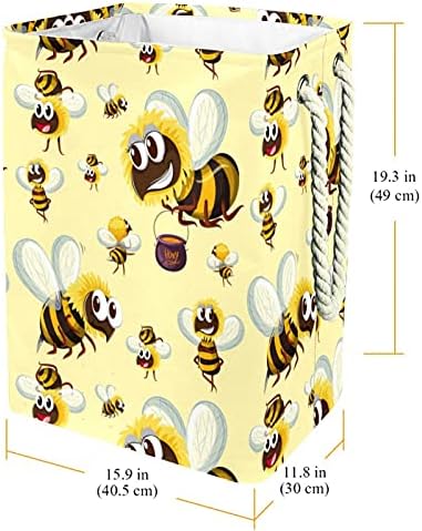 Безпроблемна Голяма Кошница за дрехи с Забавен Модел на Пчелите, Удобна Дръжка За Носене, Водоустойчива Сгъваема Кошница За Дрехи За
