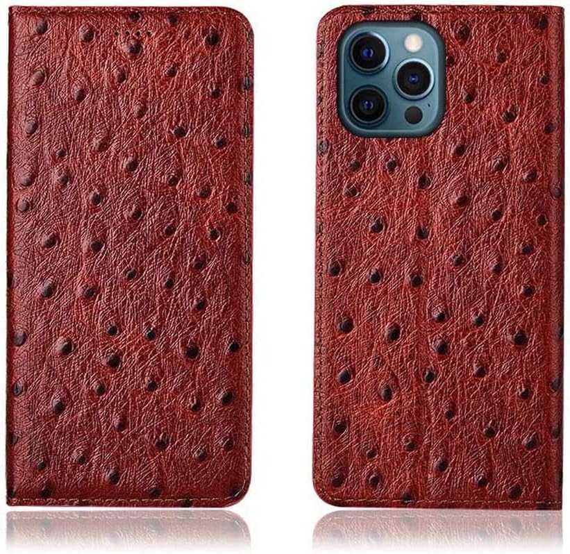 Калъф за телефон от кожата на Щраус BANDKIT, устойчив на удари калъф с магнитна панти капак за Apple iPhone 12 Pro Max (2020 г.) 6,7