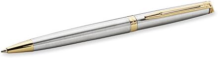 Химикалка писалка Waterman Hémisphère, Неръждаема Стомана със златно покритие, Средно Върха, Синьо Мастило, Подарък кутия