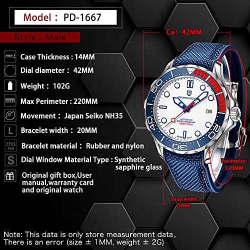 Мъжки Автоматичен часовник за водолази HaiQin Pagani Дизайн, Японски механизъм, Показване на дата, От Сапфир Стъкло, Луксозни Бизнес