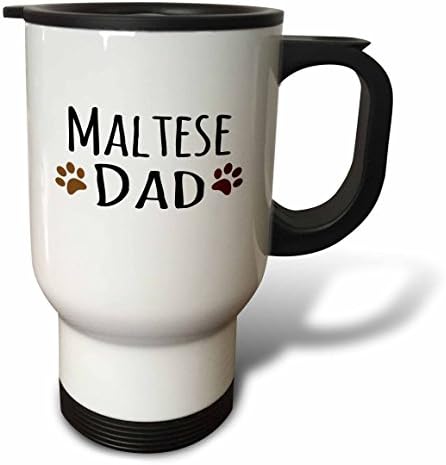 3 Чаша за пътуване Малтийски териер, Татко, Кученце от породата, Мръсно-Кафяв Отпечатъци от лапи, Кучешки любовник, Любовта на собственика