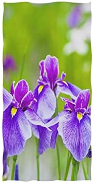 Naanle Violet Виолетово Цвете Ирис Пролетен Цветен Принт На Природата Пушистое Зелено Горско Меки Кърпи за баня Абсорбиращи Кърпи за