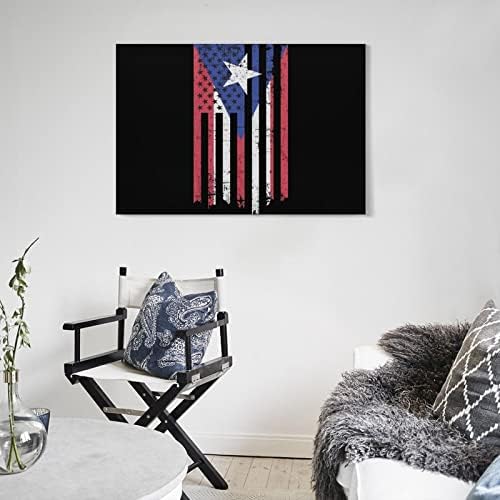 Флаг Пуерто Рико Виси Платно Картина Произведение Стенен Декор за Баня, Спалня и Хол