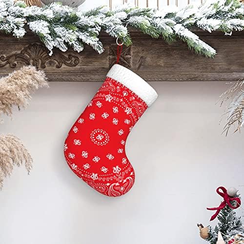 QG ZZX Коледни Чорапи с Бяла Супер Меки Плюшени Белезници, Червена Забрадка, Коледни Чорапи с Шарките, Коледни Украси, Отглеждане