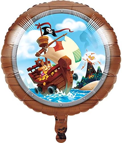 Балон от mylar Пиратски остров на съкровищата, се превръща в Творчески кръгла топка от фолио | 1 бр, 18 инча, 1 карата, Многоцветен