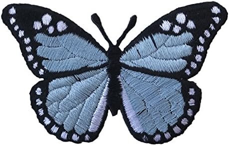 Пеперудата Papilio Swallowtails Син Червен Розов Градински чай 3 x 2 с бродерия на Желязо заплатке (Синьо / Черно / Бяло)