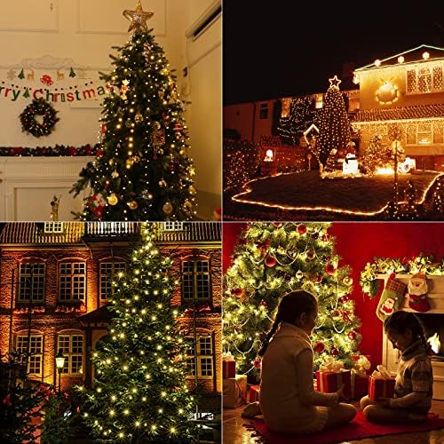 Гирлянди за Коледната елха Areker, 400LED Гирлянди за Коледната елха с пръстен 10 × 6,6 фута, Ультраяркие Ромбовидные, Топли бели Коледни