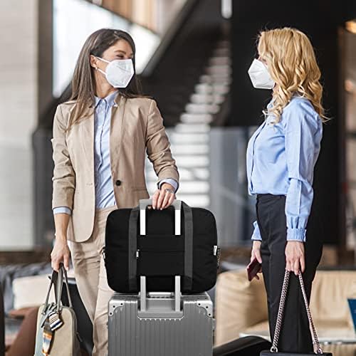 За Spirit Airlines Чанта за лични неща 18x14x8 Сгъваема Пътна Спортна чанта-Тоут, ръчния багаж за жени и мъже, 30л (Черна (С пагон))