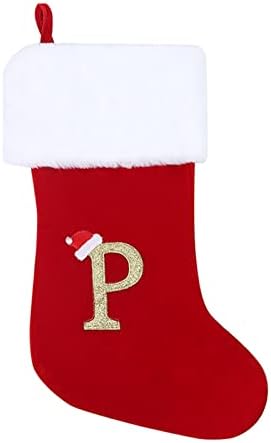 Коледни Чорапи с Монограм, Чорапи, Класически Персонализирани Украса за Отглеждане, Семеен Празничен сезон, Символ, Азбука, Коледни Чорапи,