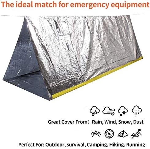 Спешна Термална Палатка, Компактен, Лесен Всепогодная Палатка от Mylar 59 x 98,4 За Оцеляването на 2 Човека, Тръбна Палатка-Подслон за