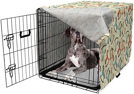 Foldout Калъф за клетка за кучета, Коне-рока на точки и райета в Пастелни тонове с Анимационни модел, Лесен за Употреба Калъф за Развъдник