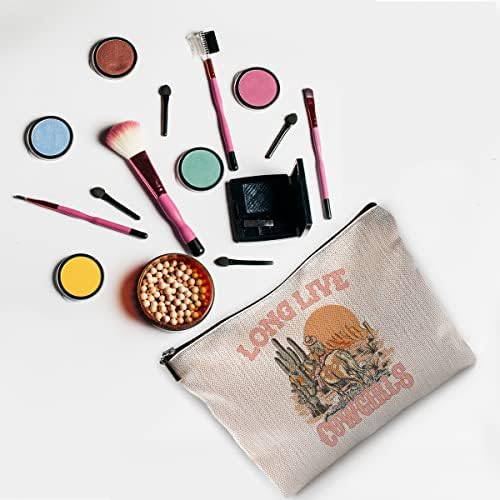 Западна Дамски Косметичка Да Живее за Момичета-Каубои, Пътни козметични чанти за жени-момичета, козметични чанти за Родео в западен стил